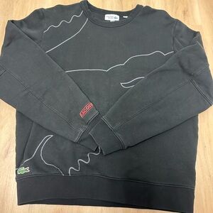 Lacoste Men's Long Sleeve Outlined Big Croc Fleece Crew Neck Sweater Sz M